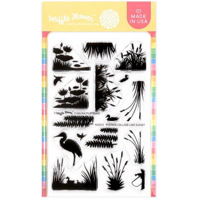 Waffle Flower Stempel - Postage Collage Lake Sunset